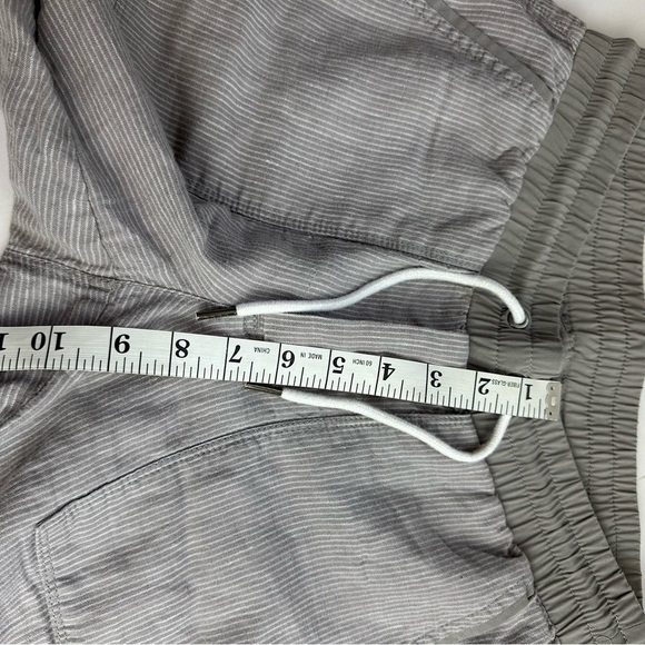 Athleta Cabo Wide Leg Pants Women's Size 6 Gray Pockets Drawstring 100% Linen - Picture 4 of 10